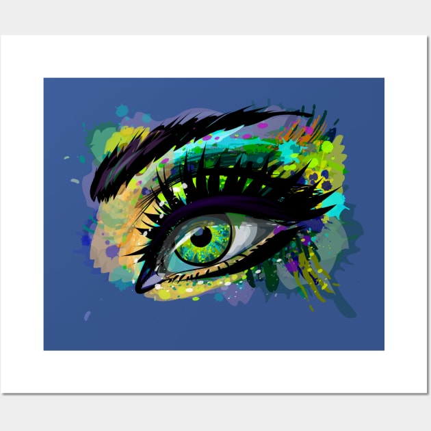 female eye splash watercolor Wall Art by Mako Design 